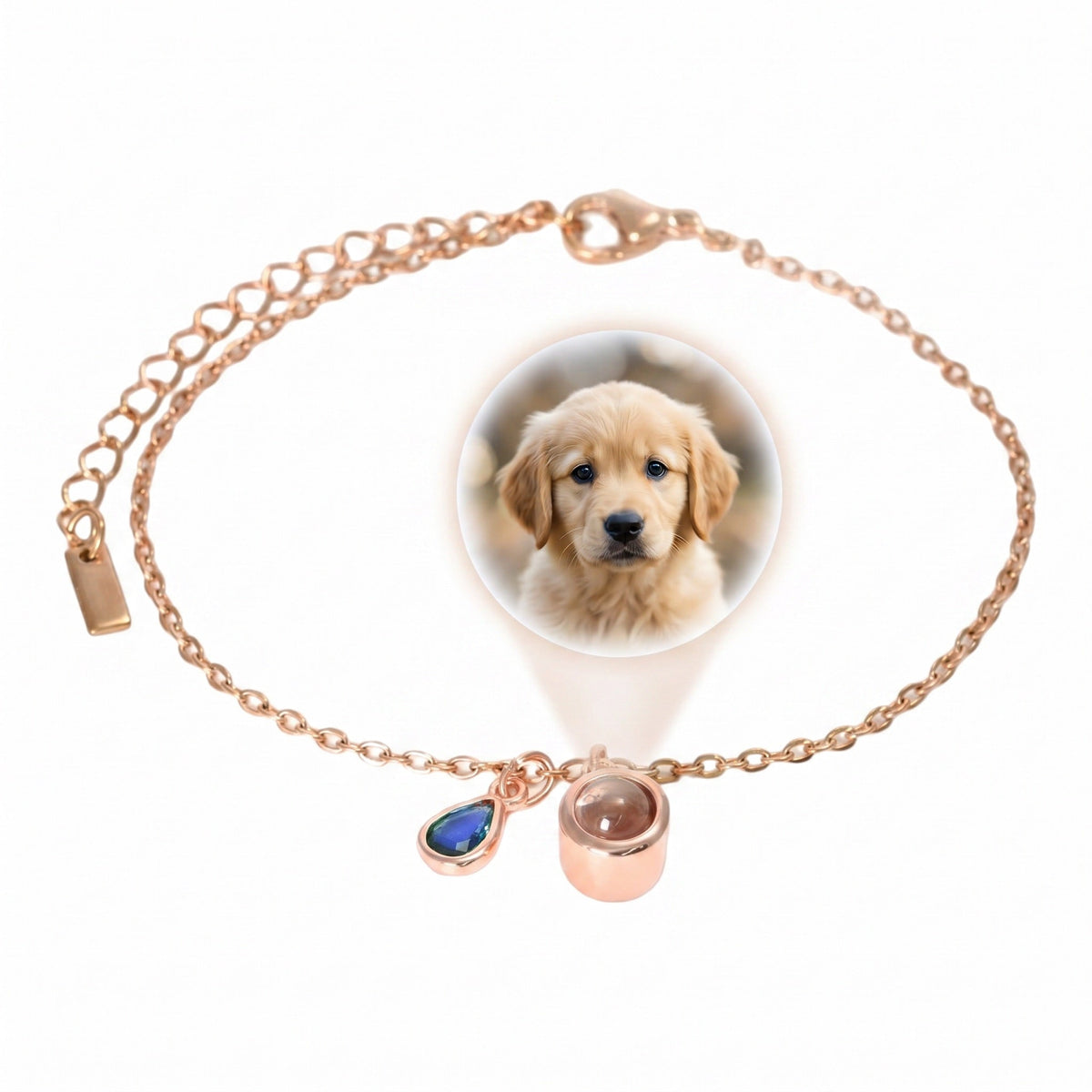 Personalized Photo Bracelet, Stainless Steel, with Teardrop Birthstone, Unique and Intimate Gift, Ruliqua Model