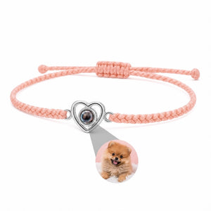 Bracelet photo personnalisé avec photo projetée, pendentif cœur en argent, bijou émotionnel à offrir, modèle Pyralie