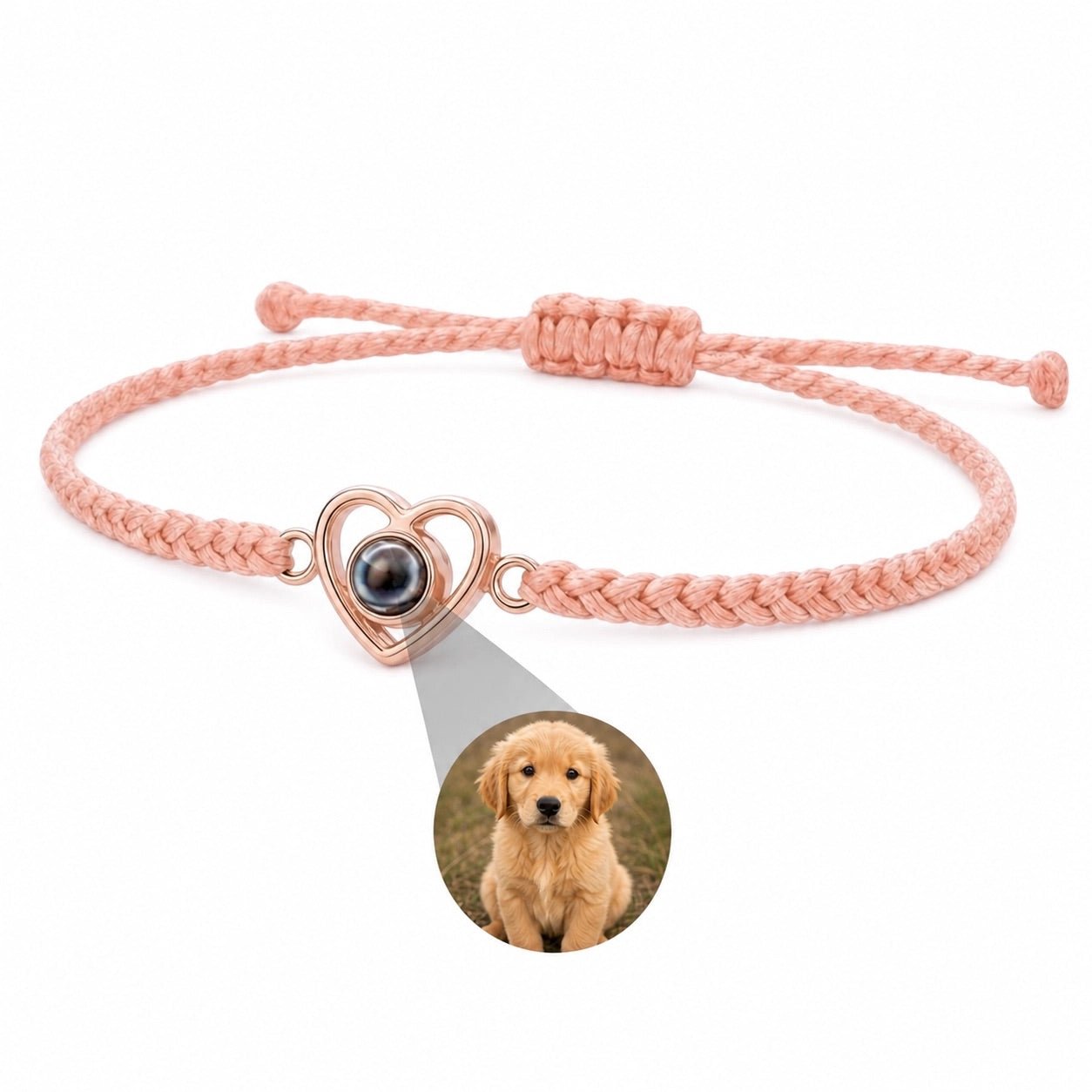Bracelet photo personnalisé avec photo projetée, pendentif cœur en argent, bijou émotionnel à offrir, modèle Pyralie