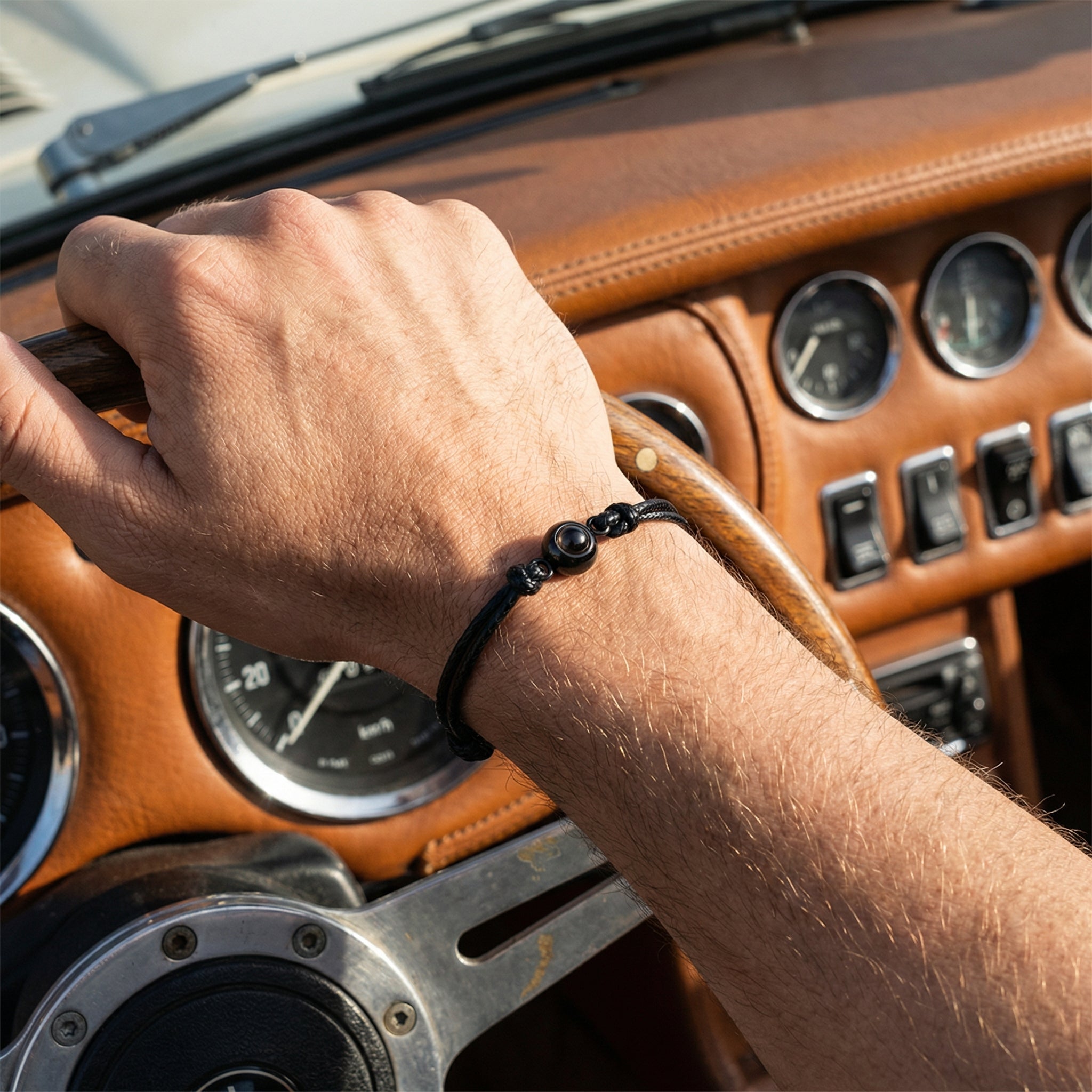 Bracelet photo personnalisé, corde et acier inoxydable, modèle Réni