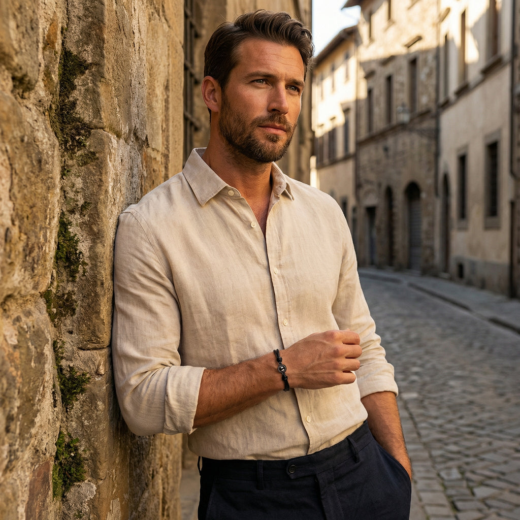 Bracelet photo personnalisé, corde et acier inoxydable, modèle Réni