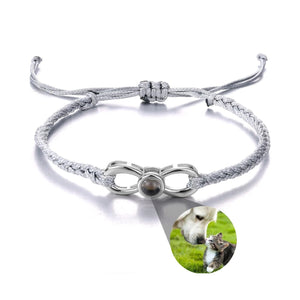 Bracelet photo personnalisé, corde et titane, signe infini, modèle Infinity - La Boutique du Bracelet