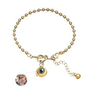 Bracelet photo personnalisé en acier inoxydable, à nœud central, modèle Fabia - La Boutique du Bracelet