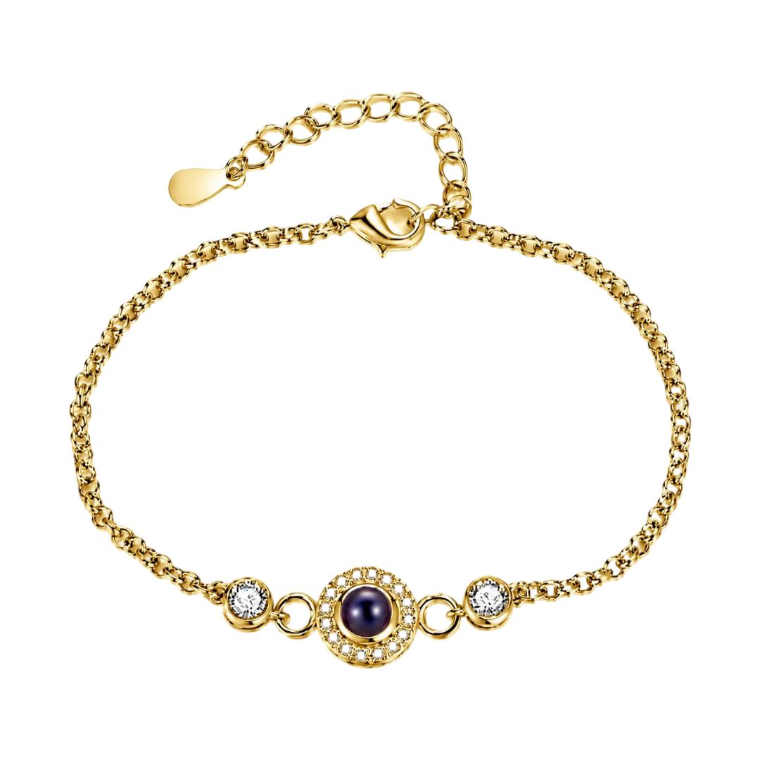 Personalized photo projection bracelet, set with zircons, fine chain, Zania model