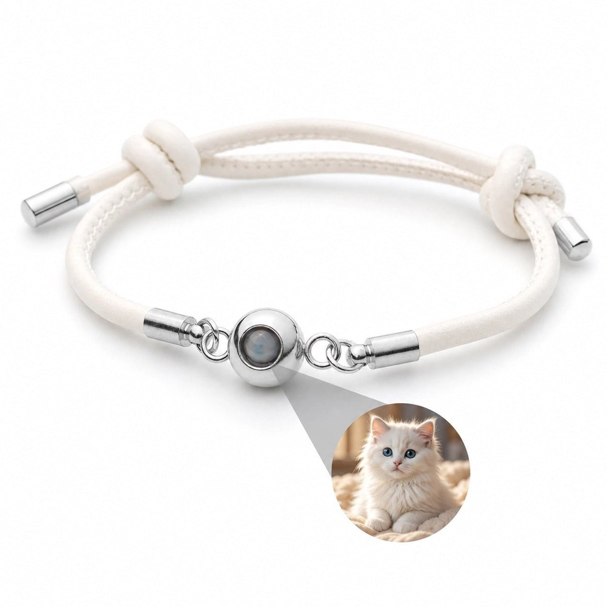 Personalisierbares Fotoband, geflochtenes Band mit Medaillon-Projektor, Modell Lucho