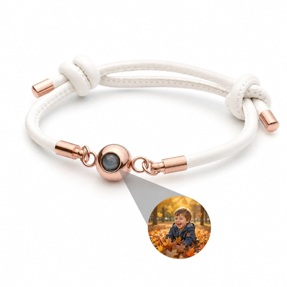 Personalisierbares Fotoband, geflochtenes Band mit Medaillon-Projektor, Modell Lucho