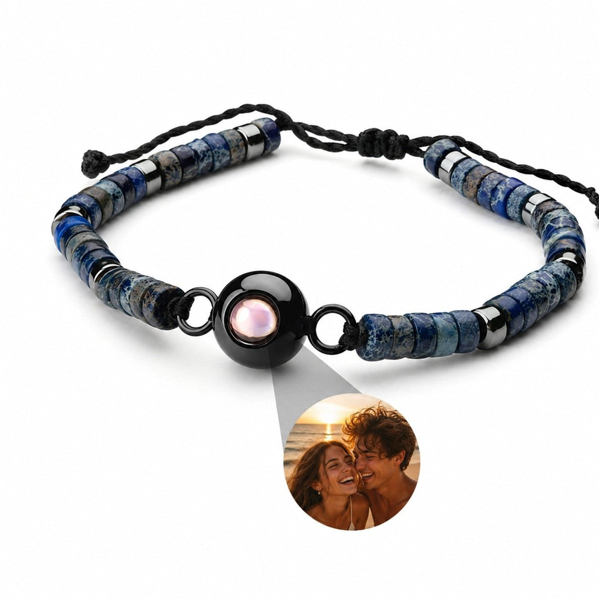 Bracelet photo personnalisé, en pierres heishi naturelles, cadeau émotion, modèle Aïsha