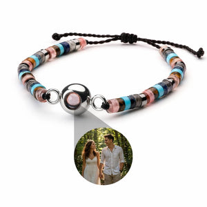 Personalizowana bransoletka ze zdjęciem, z naturalnych kamieni heishi, emocjonalny prezent, model Aïsha