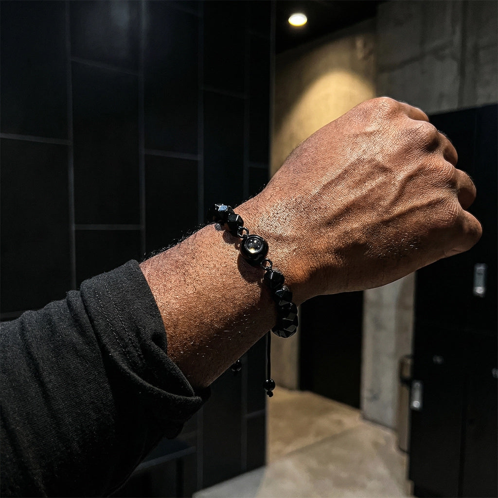 Personalized photo bracelet, in natural stones, Tonali model