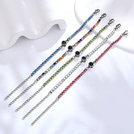 Ensemble de bracelets photo en titane multicolores avec porte-clé cœur assorti, design Aliénor élégant.