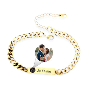Bracelet photo personnalisé, gourmette à graver, en titane, modèle Stey - La Boutique du Bracelet