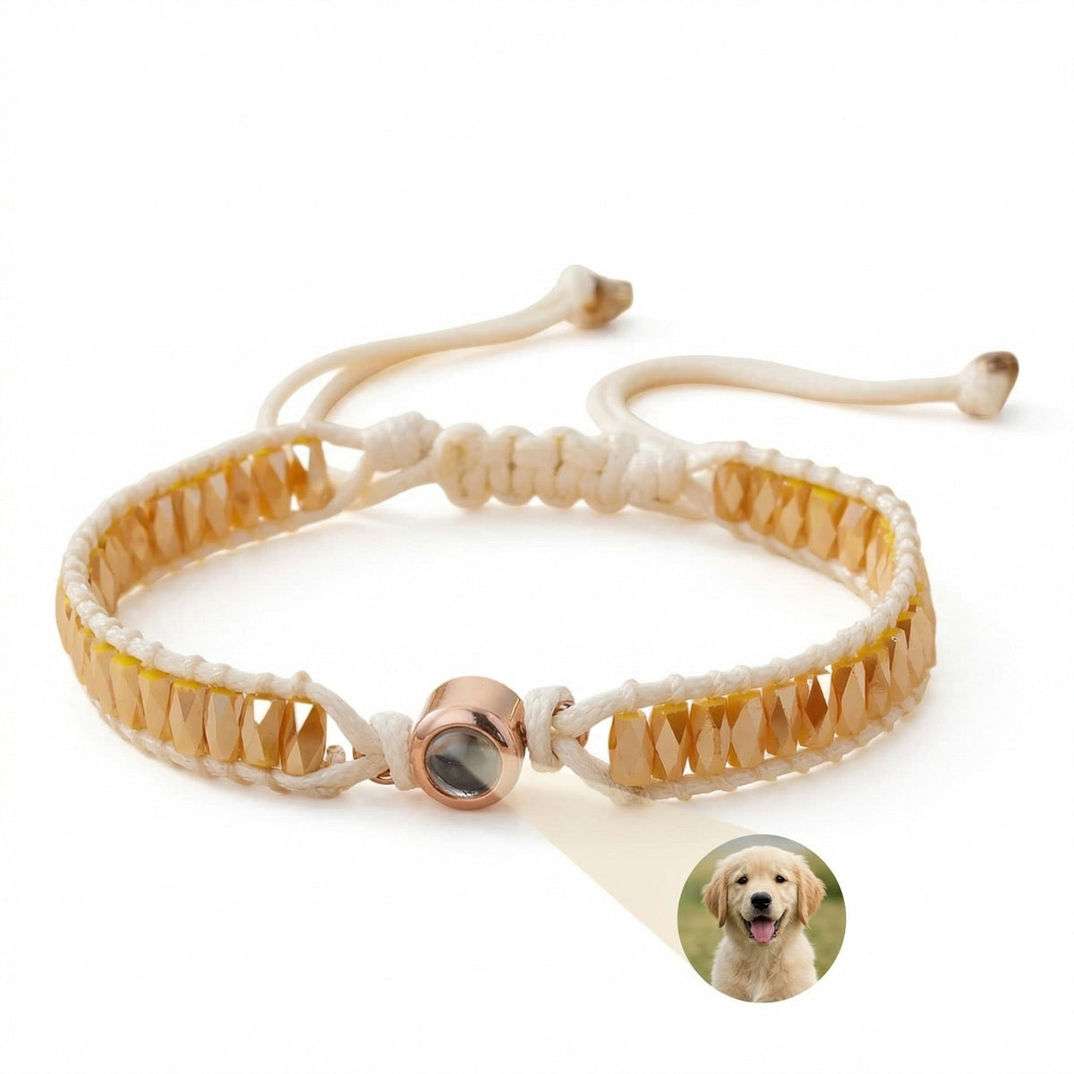 Bracelet photo personnalisé, perles de cristal scintillantes, cordon tressé ajustable, cadeau sur mesure, modèle Kristia