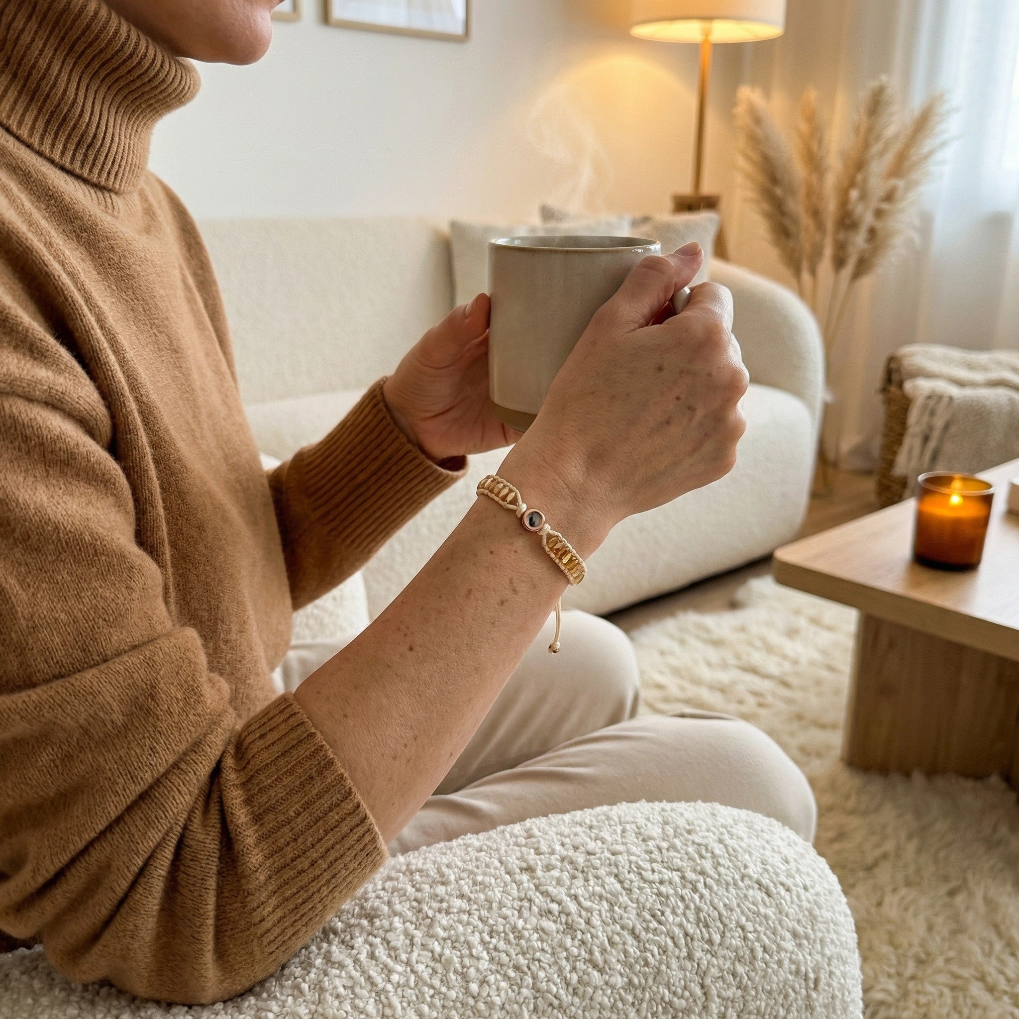 Bracelet photo personnalisé, perles de cristal scintillantes, cordon tressé ajustable, cadeau sur mesure, modèle Kristia