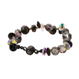 Bracelet photo projection, perles facettées cristal, acier inox, bijou personnalisé, cadeau unique, modèle Kazal