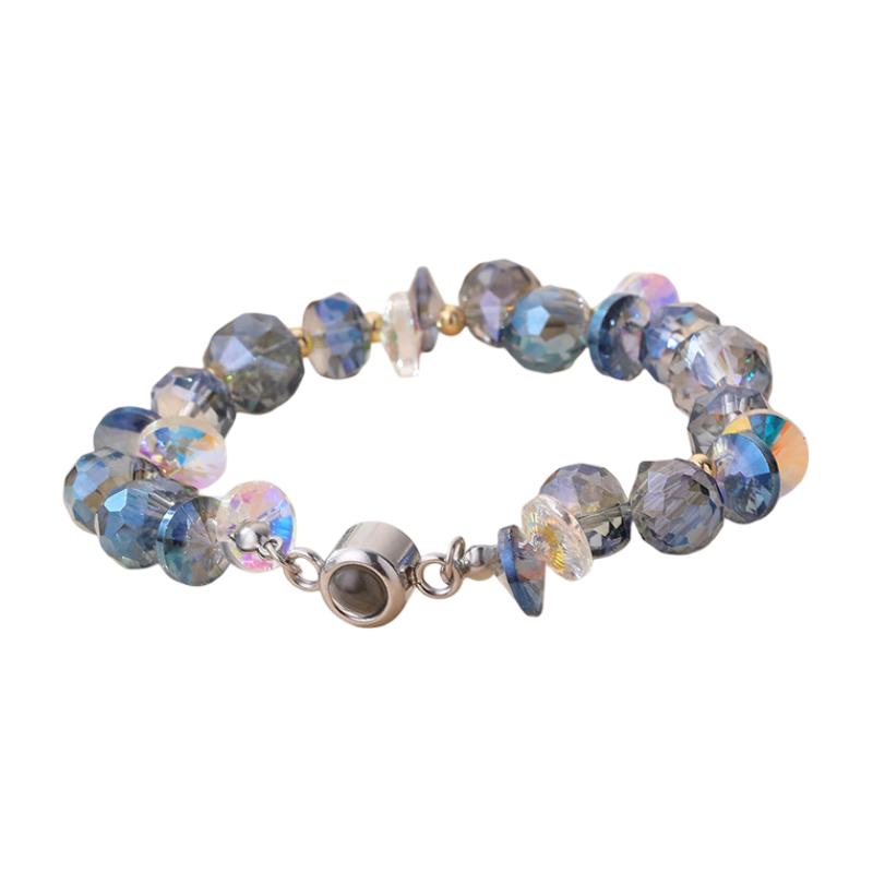 Bracelet personnalisé à projection photo, perles de cristal facettées irisées, modèle Kazal