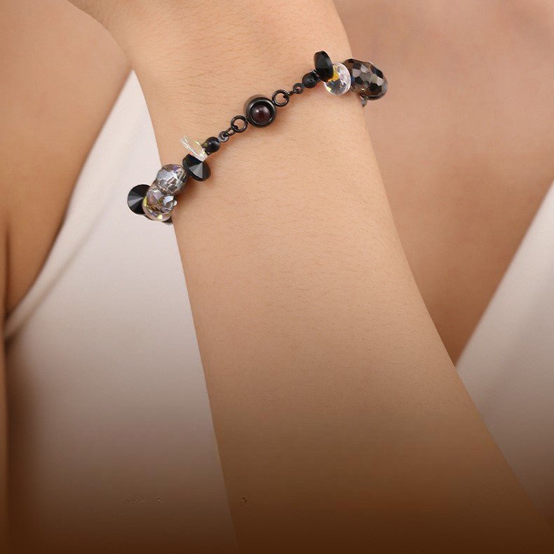 Bracelet personnalisé à projection photo, perles de cristal facettées irisées, modèle Kazal