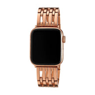 Bracelet pour Apple Watch en métal or rosé avec maillons élégants, style chic soirée.