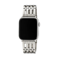 Bracelet argent chic en métal pour Apple Watch avec maillons larges et fermoir élégant.