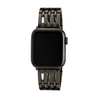 Bracelet chic noir en métal tressé pour Apple Watch, modèle Princia, taille 38 à 42 mm.
