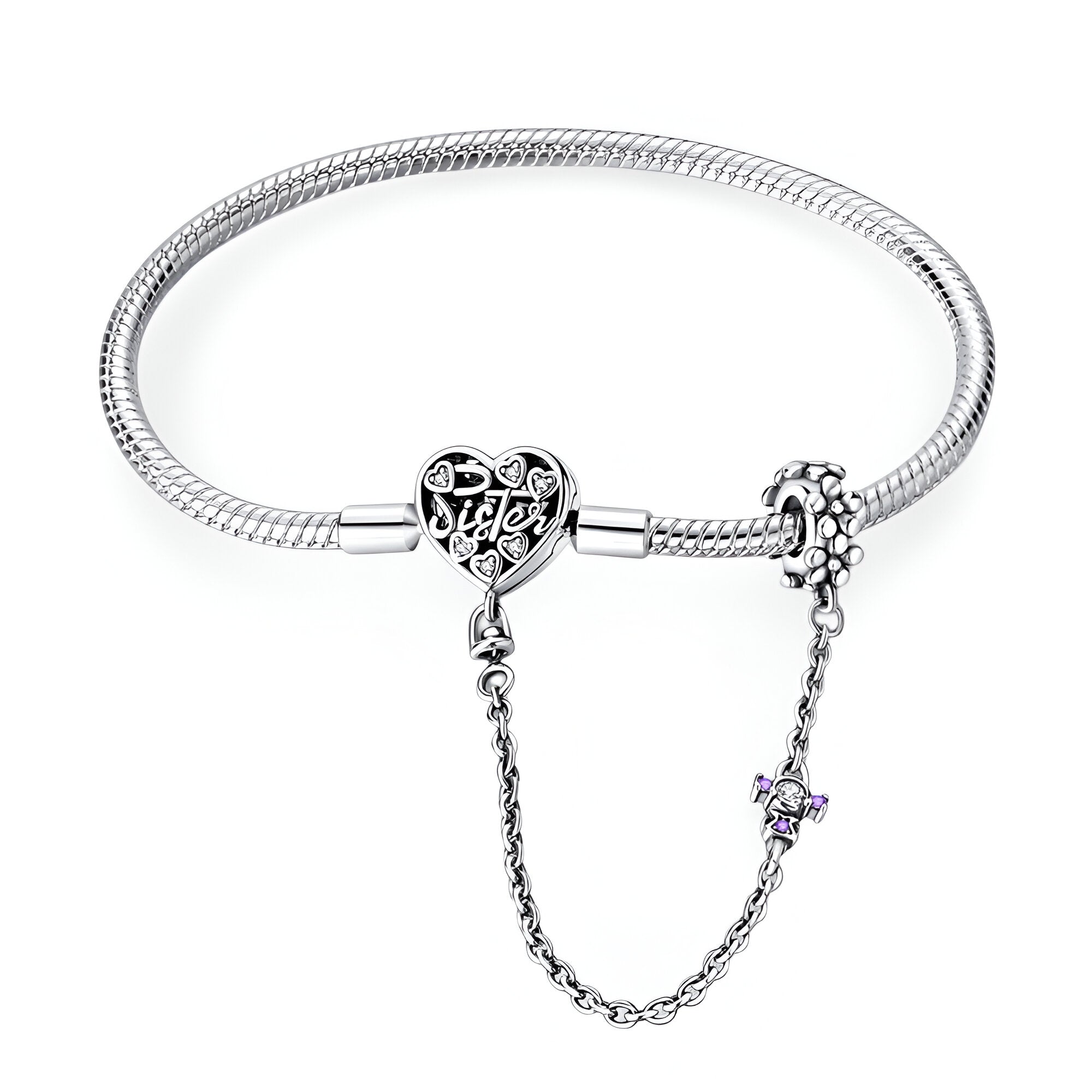 Bracelet pour charm, personnalisable, coeur à chaîne, pour femme, modèle Eliska - La Boutique du Bracelet