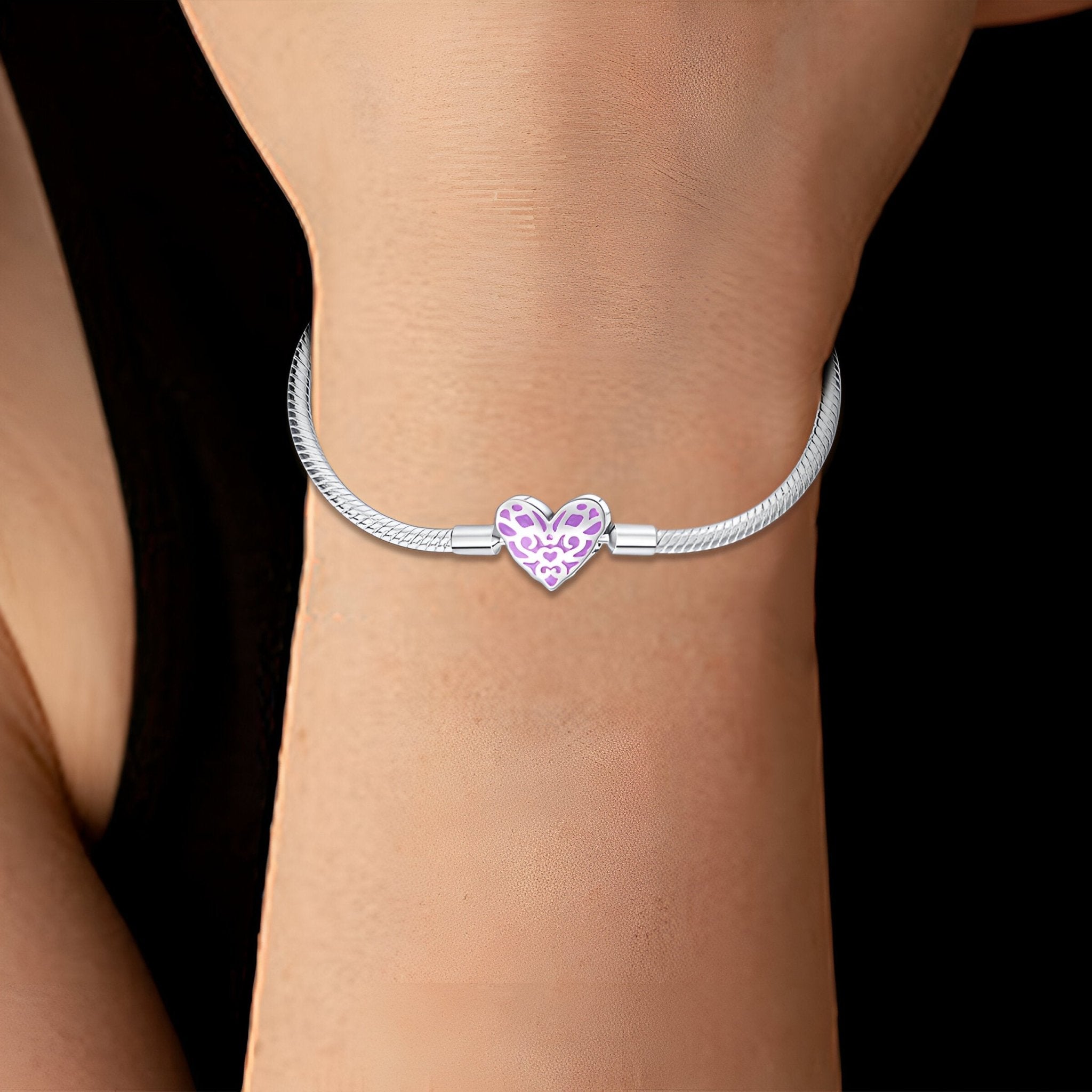 Bracelet pour charm, personnalisable, coeur lumineux, pour femme, modèle Alondra - La Boutique du Bracelet