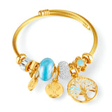 Bracelet pour femme, arbre de vie et multiples charms, en acier inoxydable, modèle Elena - La Boutique du Bracelet