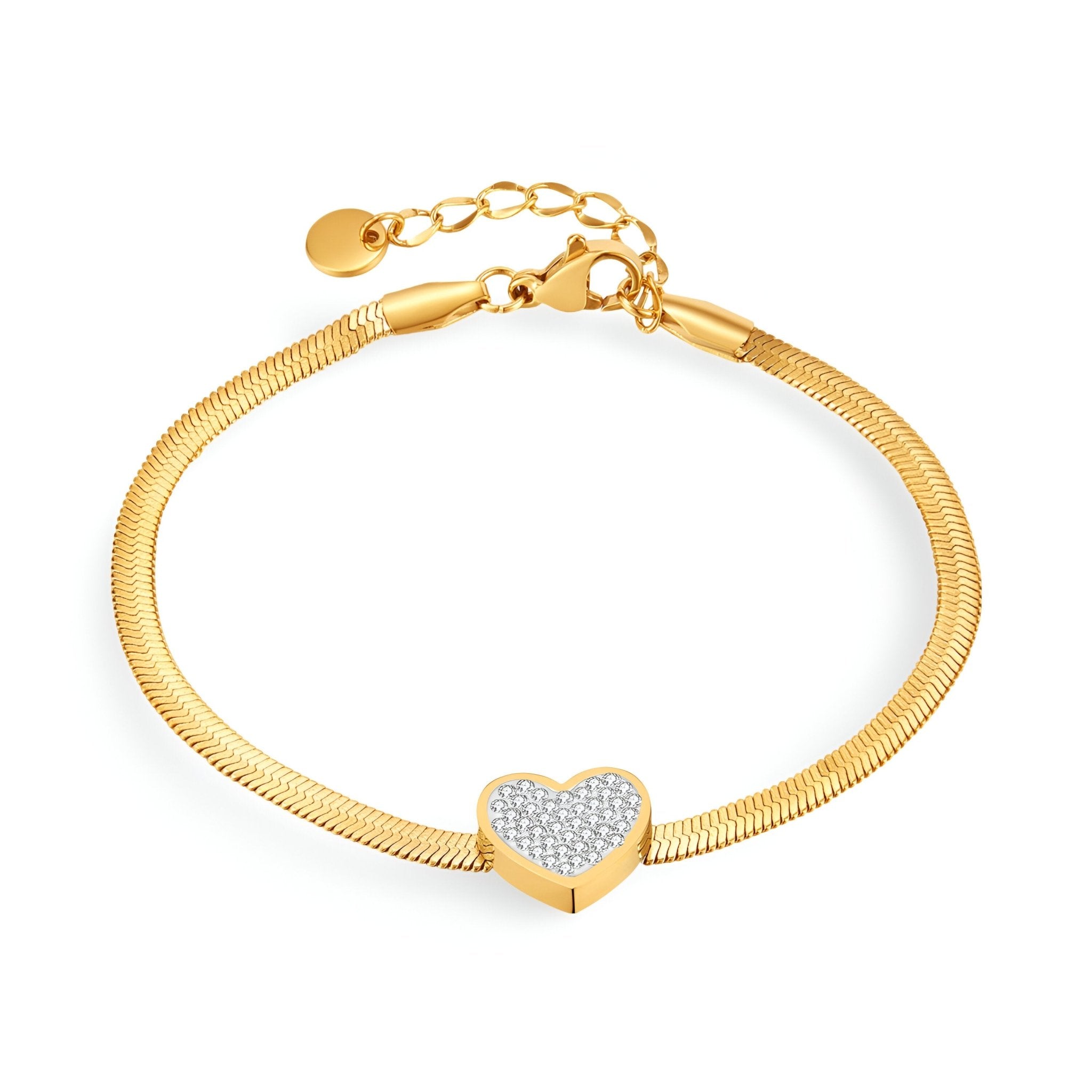 Bracelet pour femme, en acier inoxydable, coeur serti de zirconium, modèle Keline - La Boutique du Bracelet