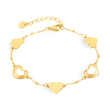 Bracelet pour femme, en acier inoxydable, multi-coeurs alternés, modèle Louisa - La Boutique du Bracelet
