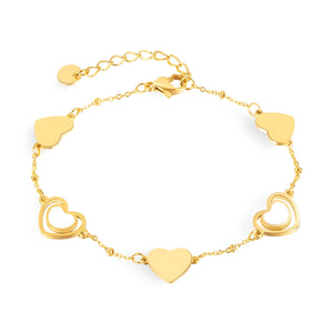 Bracelet pour femme, en acier inoxydable, multi-coeurs alternés, modèle Louisa - La Boutique du Bracelet