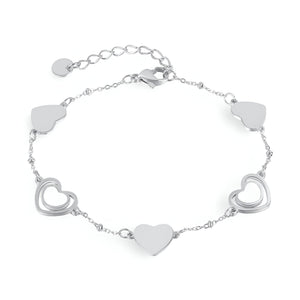 Bracelet pour femme, en acier inoxydable, multi-coeurs alternés, modèle Louisa - La Boutique du Bracelet
