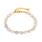 Bracelet pour femme, en acier inoxydable, pierres de morganite, modèle Melita - La Boutique du Bracelet