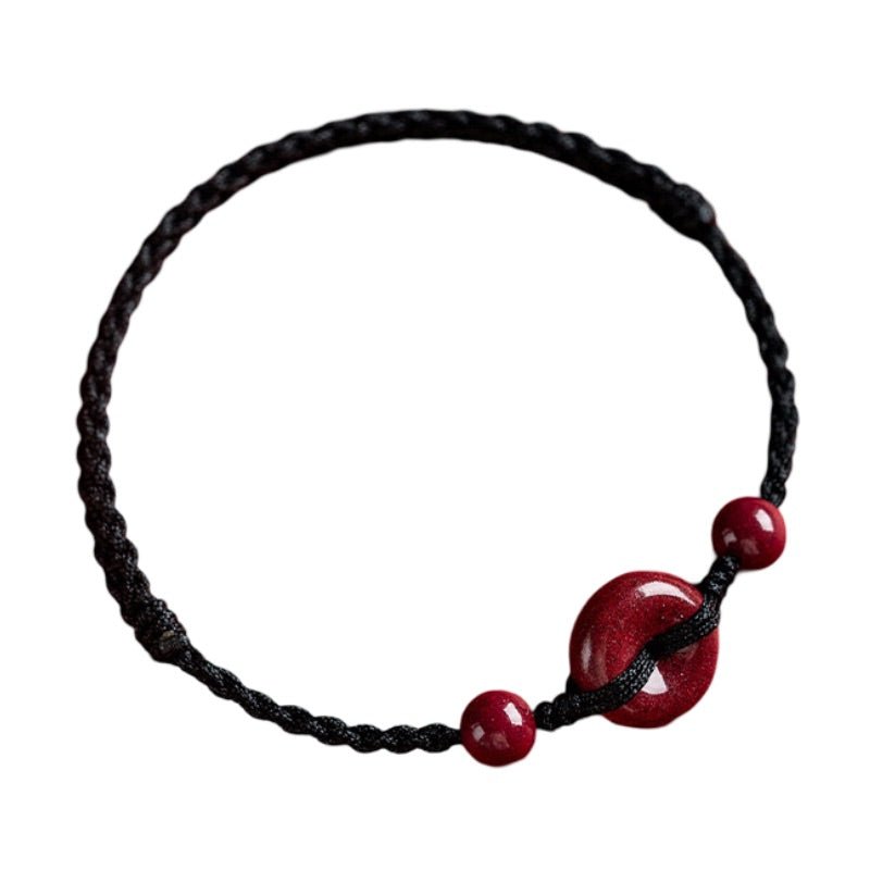Bracelet pour l'esprit, porte - bonheur, en coton fil rouge, orné de cinabres, modèle Terya - La Boutique du Bracelet