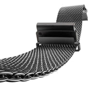 Bracelet maille milanaise en acier inoxydable noir pour montre connectée Garmin.