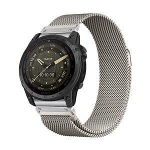Bracelet pour montre connectée, en acier inoxydable, maille milanaise, compatible montres Garmin, modèle Jazzy - La Boutique du Bracelet