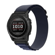 Bracelet pour montre Garmin en nylon bleu marine résistant avec attache rapide, largeur moyenne.