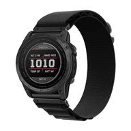 Bracelet nylon noir résistant avec attache rapide compatible montre Garmin, largeur 22 mm.