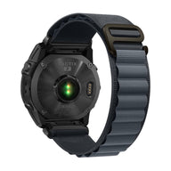 Bracelet nylon résistant gris kaki avec attache rapide pour montre Garmin, largeur moyenne.