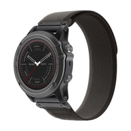 Bracelet montre connecté nylon gris foncé avec attache velcro compatible Garmin Artéos.