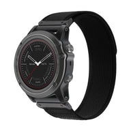 Bracelet noir en nylon avec attache velcro, compatible montres Garmin modèle Artéos.