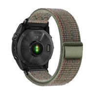 Bracelet nylon résistant vert olive à attache velcro compatible montres Garmin, modèle Gavin, 26 mm.