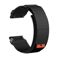 Bracelet en nylon noir résistant avec attache velcro tactique compatible montres Garmin.