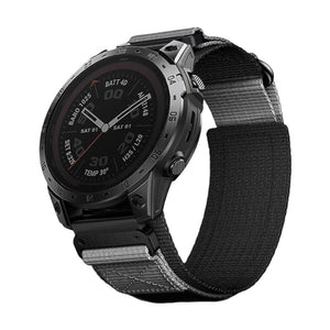 Bracelet pour montre connectée, en nylon résistant, avec attache velcro tactique, compatible montres Garmin, modèle Léno - La Boutique du Bracelet