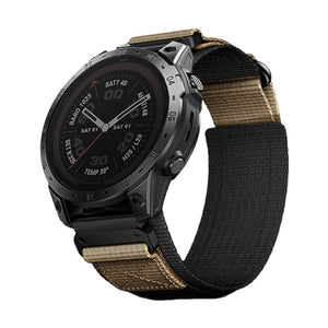 Bracelet pour montre connectée, en nylon résistant, avec attache velcro tactique, compatible montres Garmin, modèle Léno - La Boutique du Bracelet