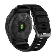 Bracelet noir en nylon résistant avec boucle métallique pour montre Garmin Taky, 26 mm.