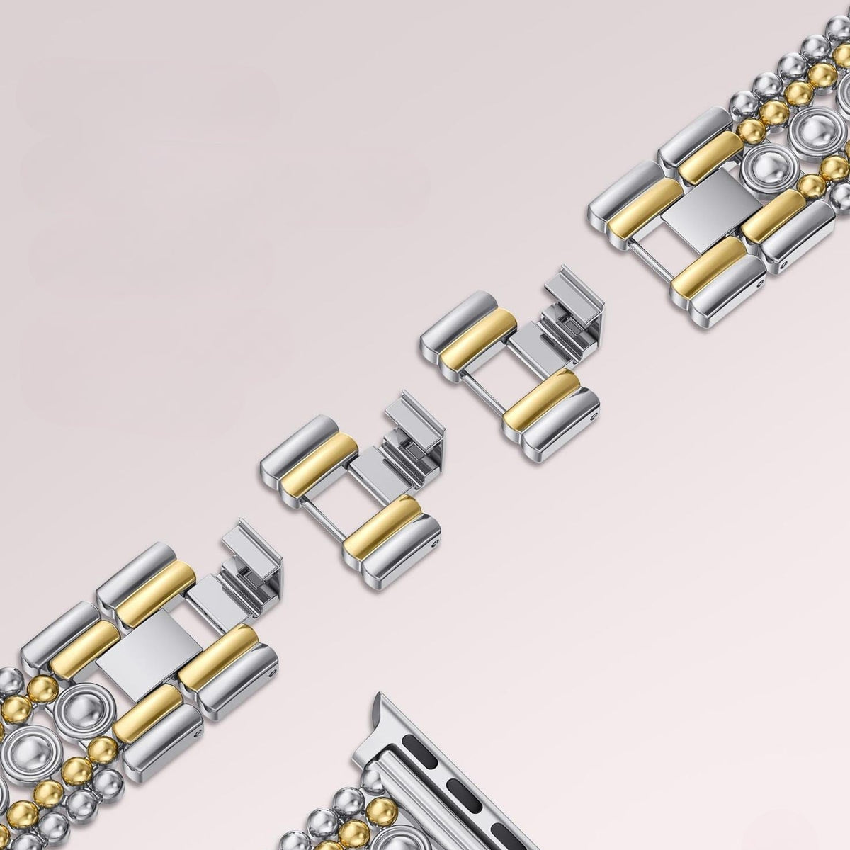 Bracelet montre connectée, maillons perles métalliques ajustables, pour femme, modèle Arline