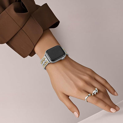 Bracelet montre connectée, maillons perles métalliques ajustables, pour femme, modèle Arline