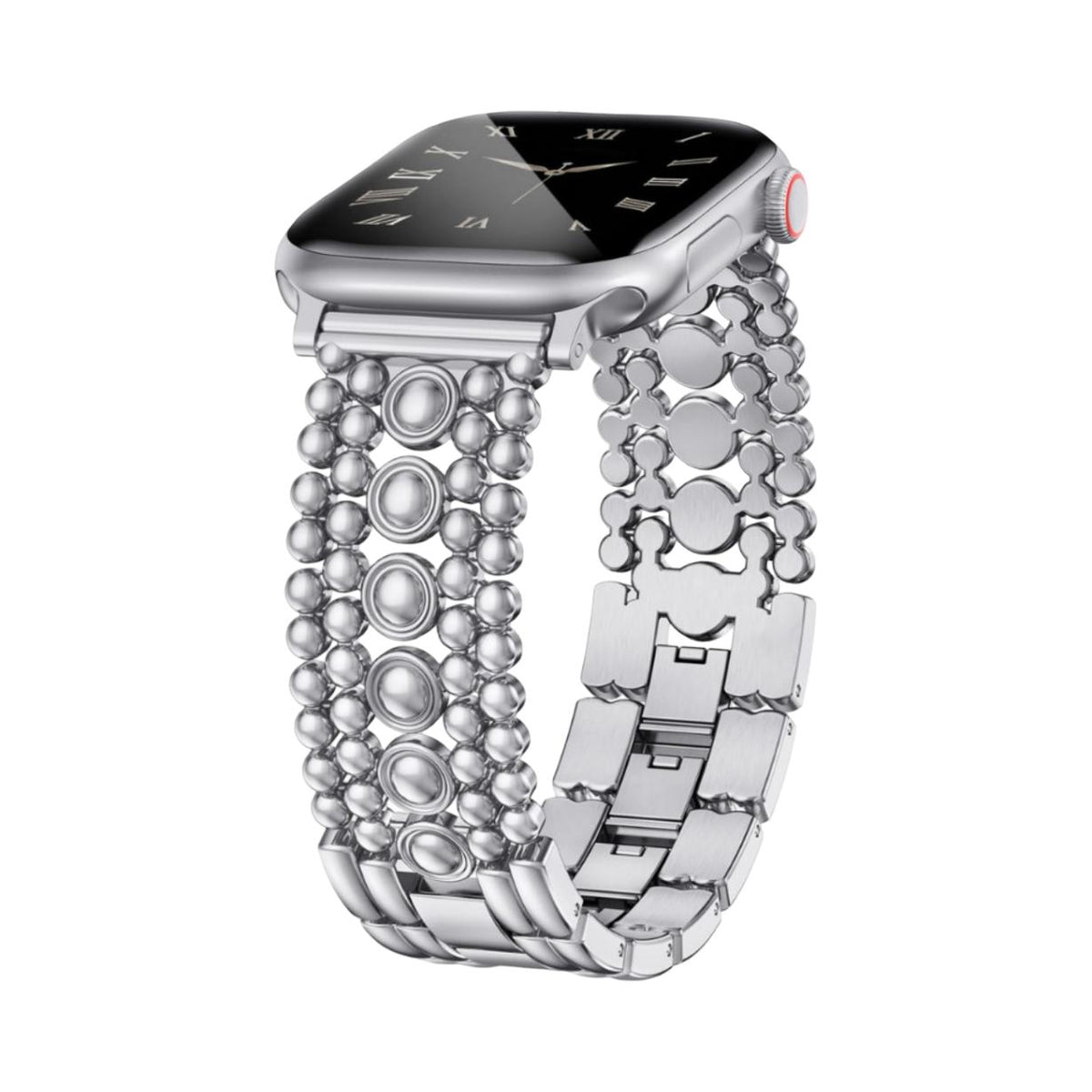 Bracelet montre connectée, maillons perles métalliques ajustables, pour femme, modèle Arline