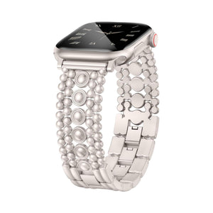 Arline damearmbånd til smartwatch, tofarvede perleled, justerbar metallegering, kliklås, elegant smykke