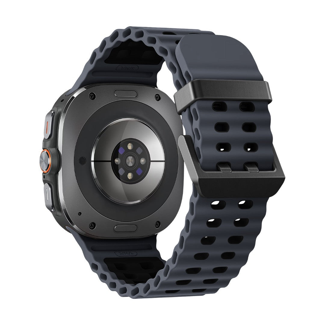 Bracelet bicolore en silicone gris perforé, résistant et étanche, pour Samsung Watch Ultra 47mm.