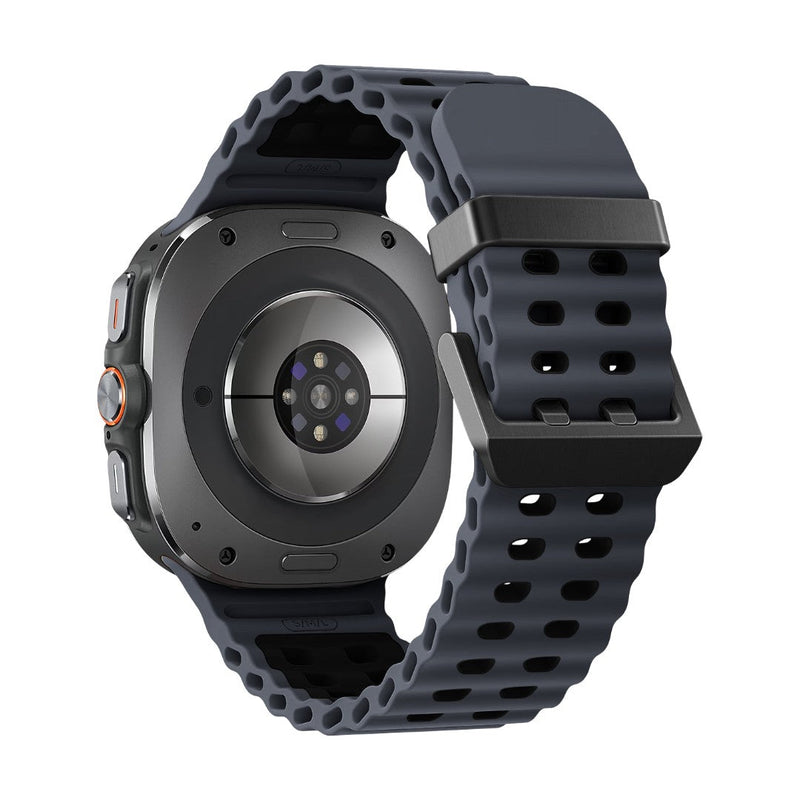 Bracelet bicolore en silicone gris perforé, résistant et étanche, pour Samsung Watch Ultra 47mm.